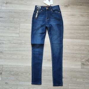 VIP Jeans Dark Wash Skinny Jeans Womens Juniors 1/2 Stretch Nwt